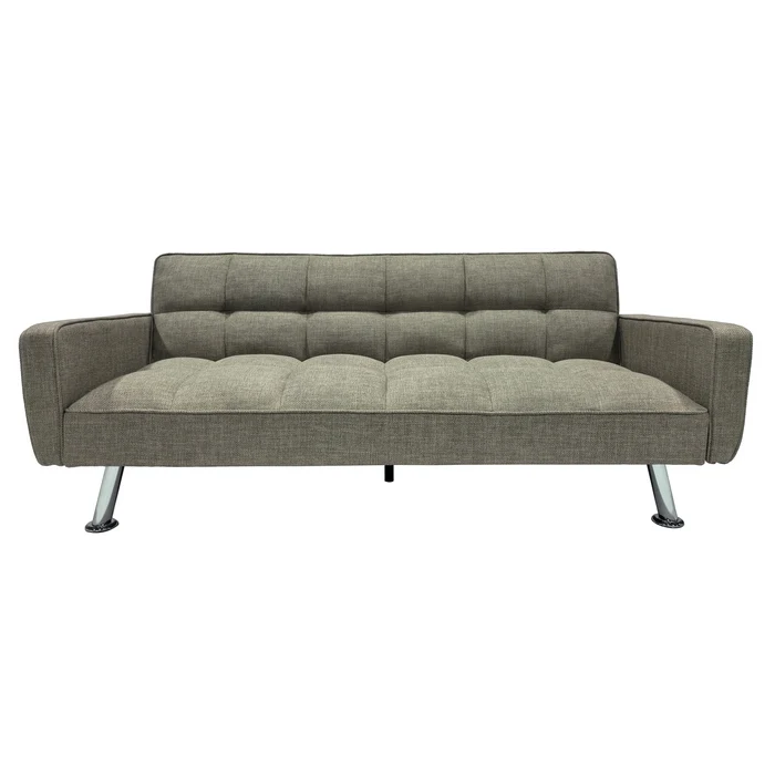 Divano letto in tessuto con gambe in metallo cromato - Nova