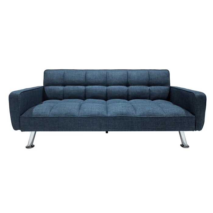 Divano letto in tessuto con gambe in metallo cromato - Nova