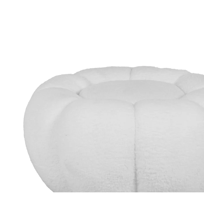 Set poltrona girevole con pouf poggiapiedi in tessuto bouclè - Nuvola