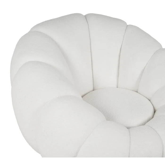Set poltrona girevole con pouf poggiapiedi in tessuto bouclè - Nuvola