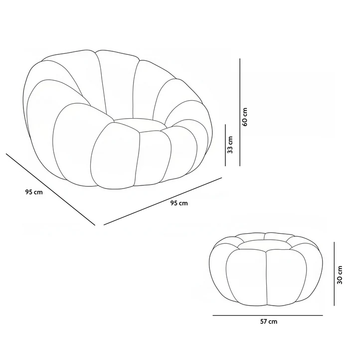 Set poltrona girevole con pouf poggiapiedi in tessuto bouclè - Nuvola