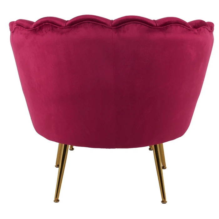 Set poltrona e pouf in velluto con gambe in metallo cromato oro