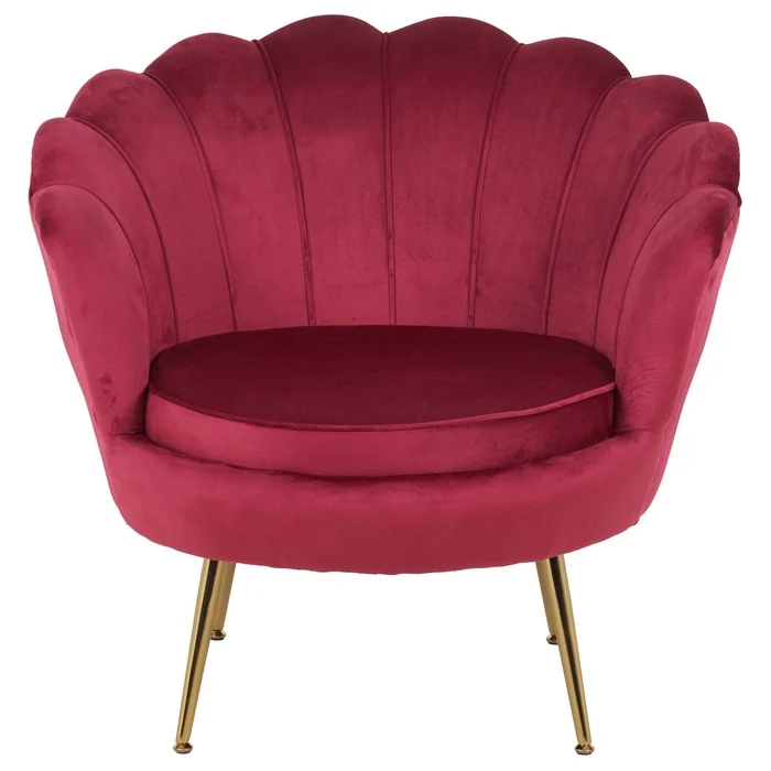 Set poltrona e pouf in velluto con gambe in metallo cromato oro