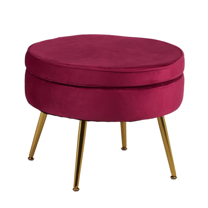 Set poltrona e pouf in velluto con gambe in metallo cromato oro