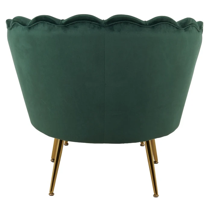 Set poltrona e pouf in velluto con gambe in metallo cromato oro