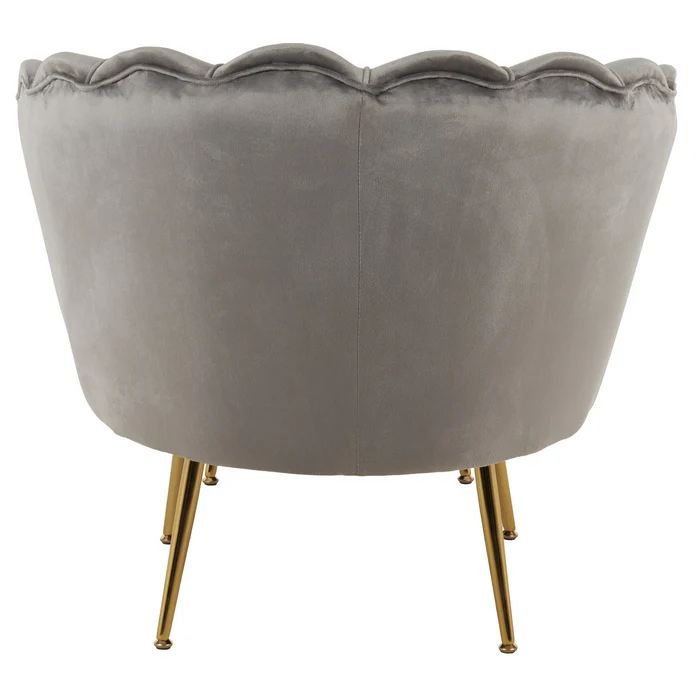 Set poltrona e pouf in velluto con gambe in metallo cromato oro