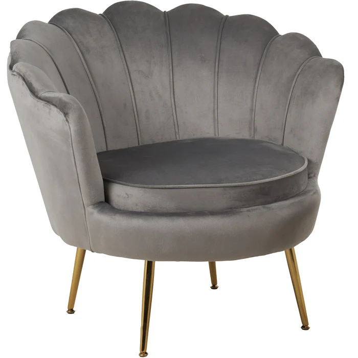 Set poltrona e pouf in velluto con gambe in metallo cromato oro