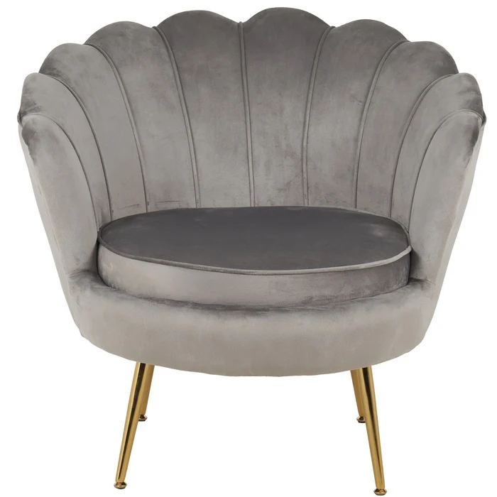 Set poltrona e pouf in velluto con gambe in metallo cromato oro
