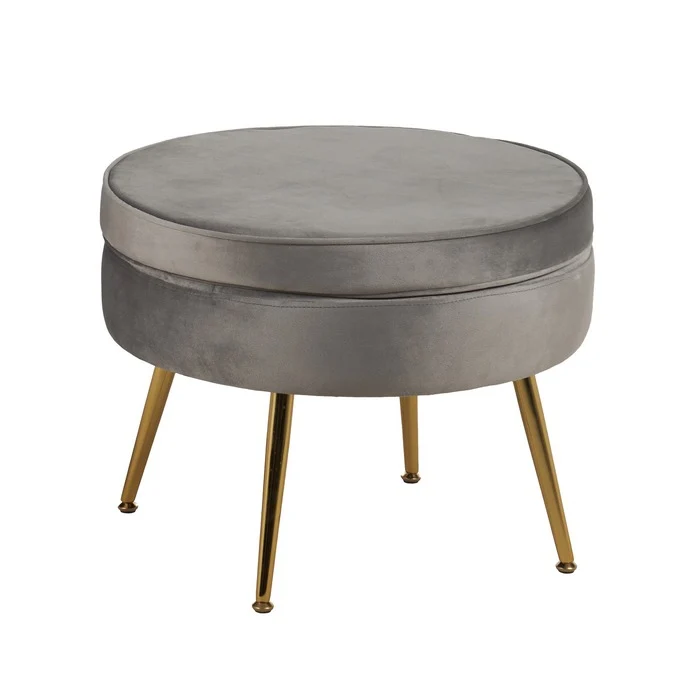 Set poltrona e pouf in velluto con gambe in metallo cromato oro