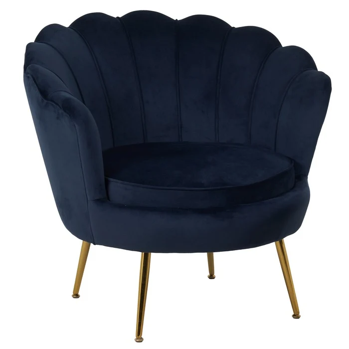 Set poltrona e pouf in velluto con gambe in metallo cromato oro