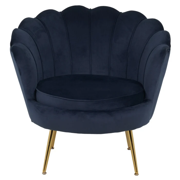 Set poltrona e pouf in velluto con gambe in metallo cromato oro