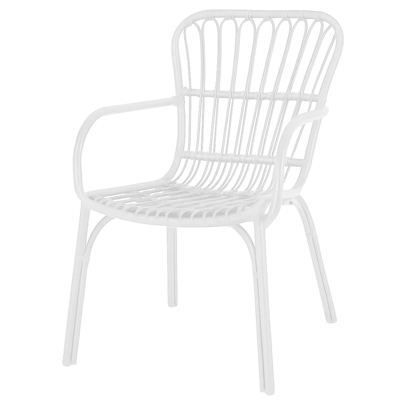 Set da giardino con divano, poltrone e tavolino in polipropilene effetto rattan - Meridiana - Bianco