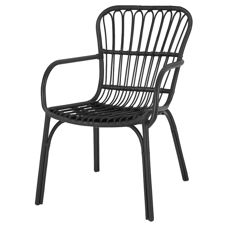 Set da giardino con divano, poltrone e tavolino in polipropilene effetto rattan - Meridiana - Antracite