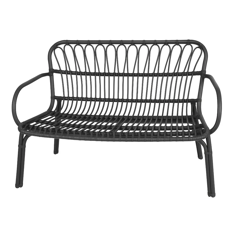 Set da giardino con divano, poltrone e tavolino in polipropilene effetto rattan - Meridiana - Antracite