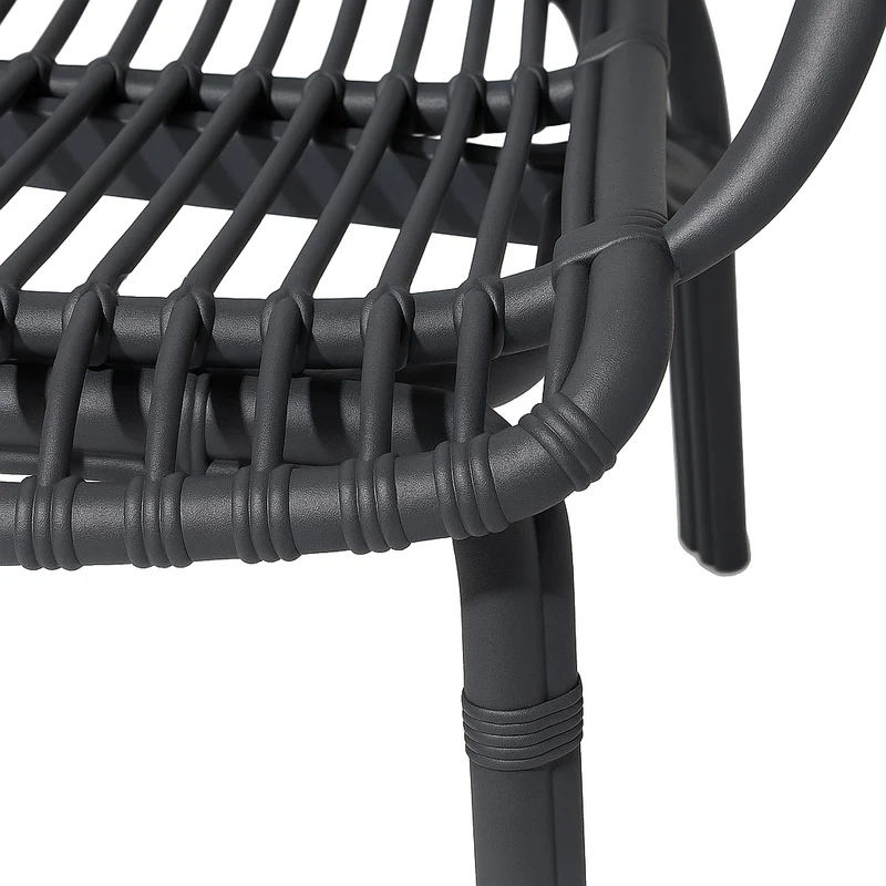 Set da giardino con divano, poltrone e tavolino in polipropilene effetto rattan - Meridiana - Antracite