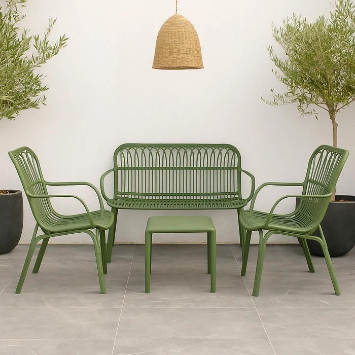 Divano da giardino in polipropilene effetto rattan - Meridiana