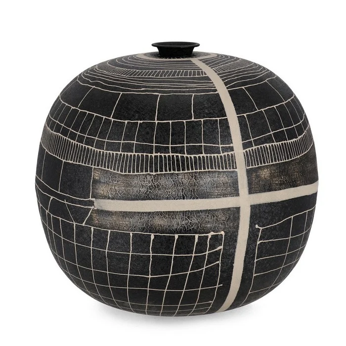 Vaso decorativo tondo 39 cm nero - Siva