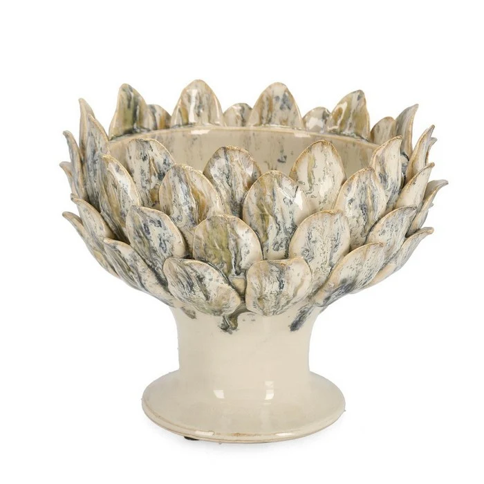 Alzata decorativa con foglie in terracotta - Elma