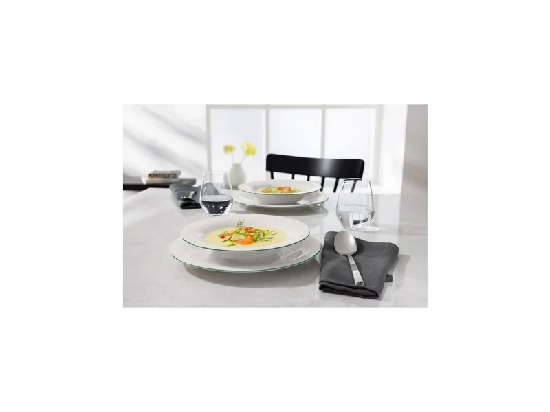 GREEN LINES Dinner set in Premium Porcelain, 12 pezzi