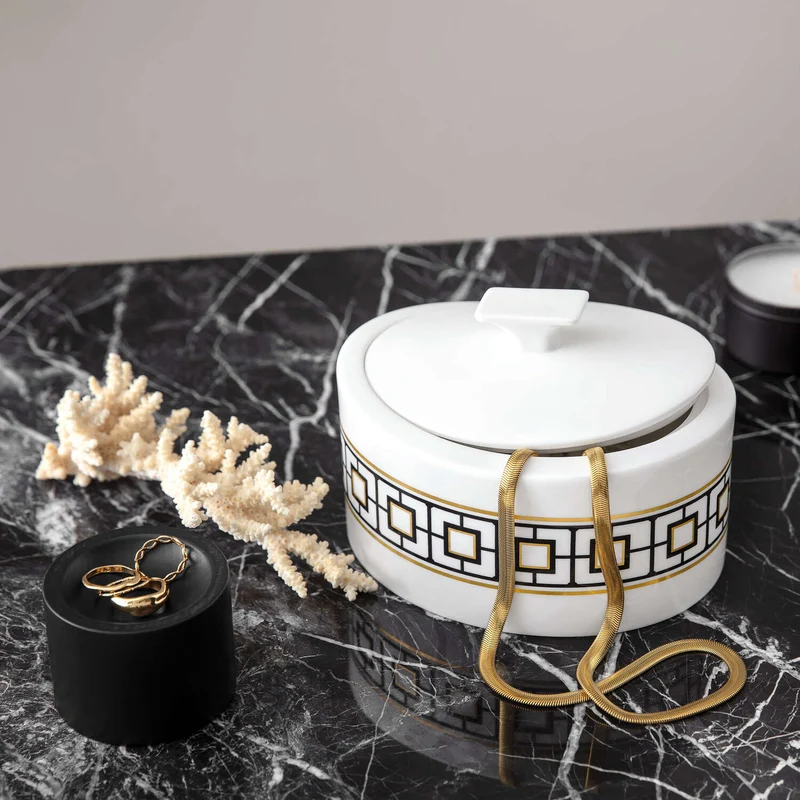 METROCHIC Barattolo rotondo - Multicolor 15,8 x 13,1 cm, Premium Bone Porcelain