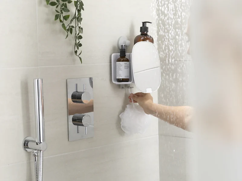 EasyStore™ Mensola da doccia con specchio rimovibile - Bianca