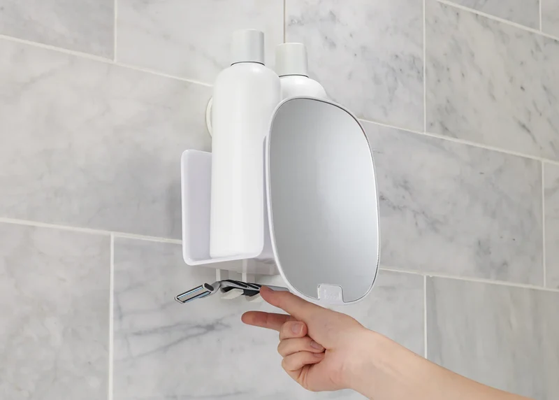 EasyStore™ Mensola da doccia con specchio rimovibile - Bianca