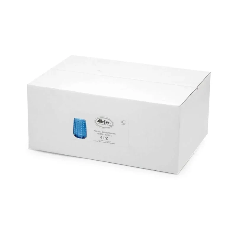PERLAGE-BICCHIERE ACQUA IN VETRO BLU CL.36 - SET 6 BICCHIERI