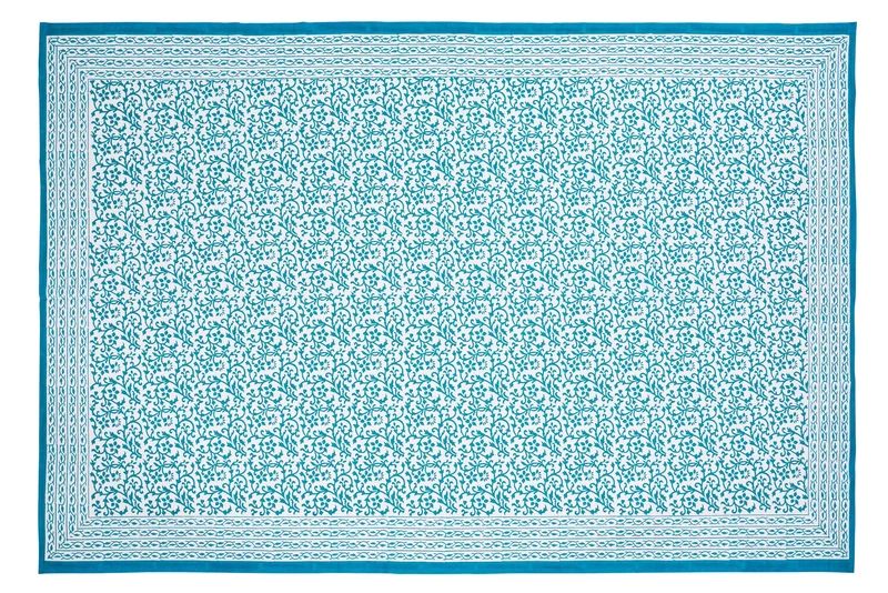 Vietri - mezzero singolo decor turchese in cotone - 180x270