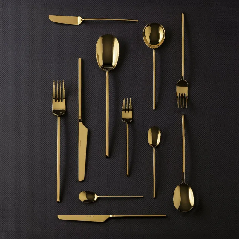 100 Servizio tavola 24 posate mirror PVD gold