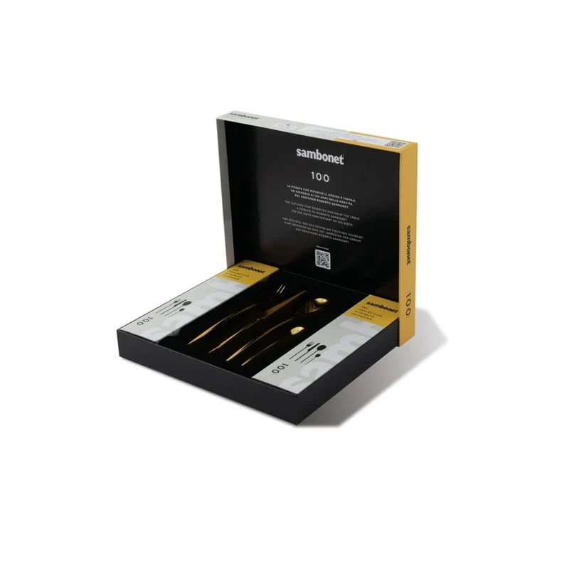 100 Servizio tavola 24 posate mirror PVD gold