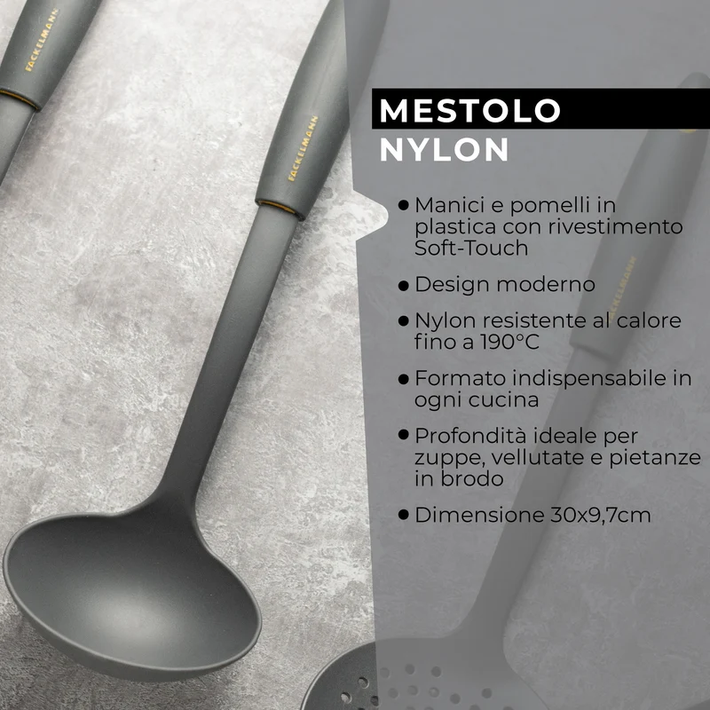Mestolo da cucina in nylon, Linea Soft Collection, Fackelmann