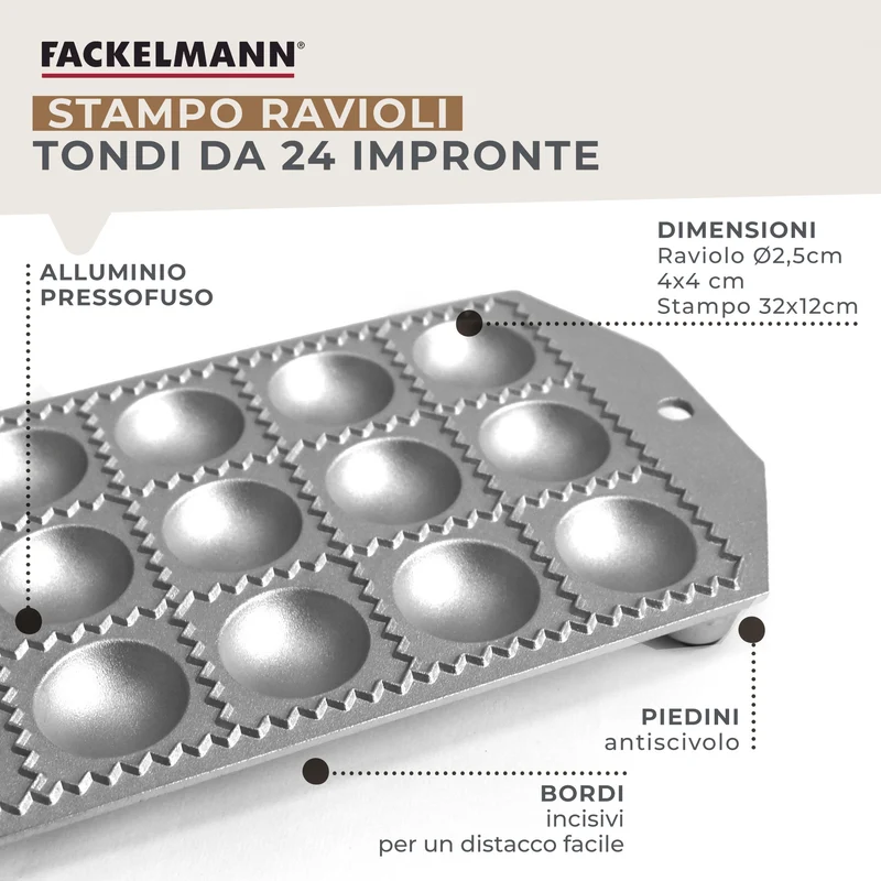 Stampo per ravioli rotondi 24 impronte, Fackelmann