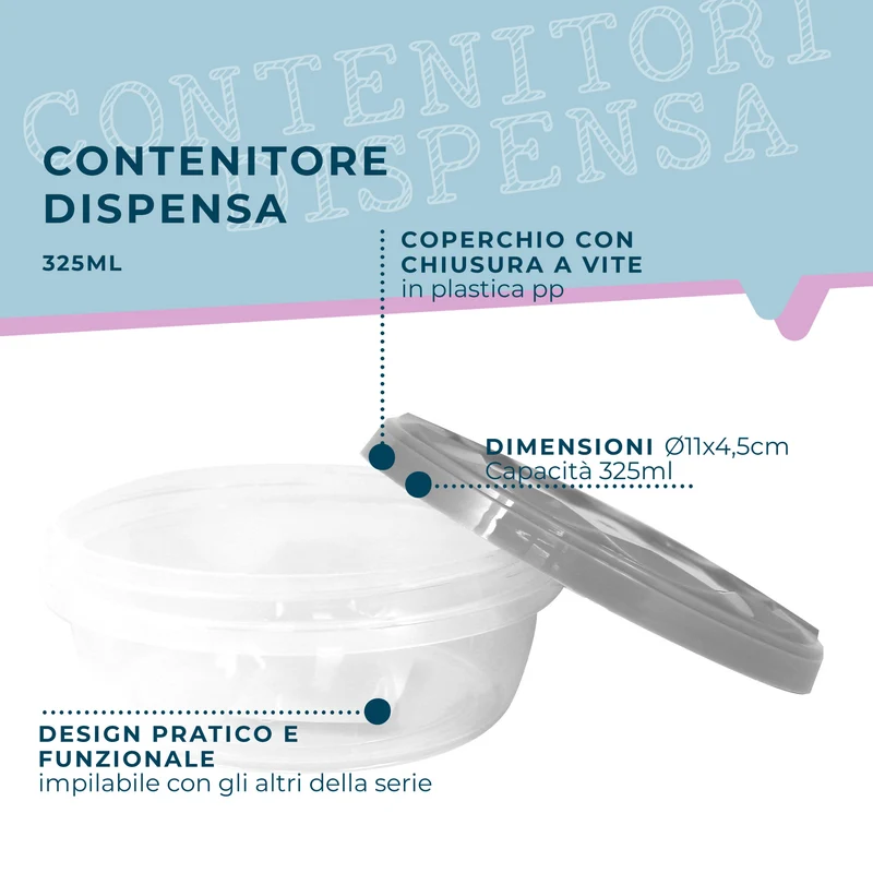 Contenitore con coperchio, tondo, 325ml, Ø11x4,5 cm