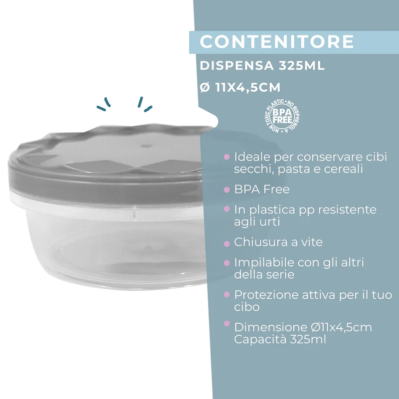Contenitore con coperchio, tondo, 325ml, Ø11x4,5 cm