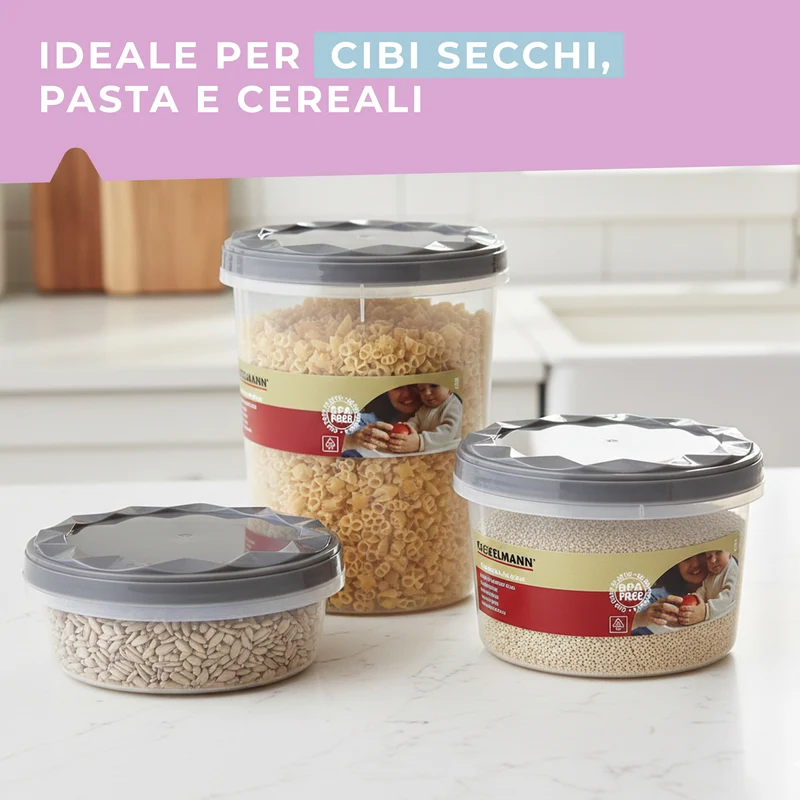 Contenitore con coperchio, tondo, 1000ml, Ø11x14 cm