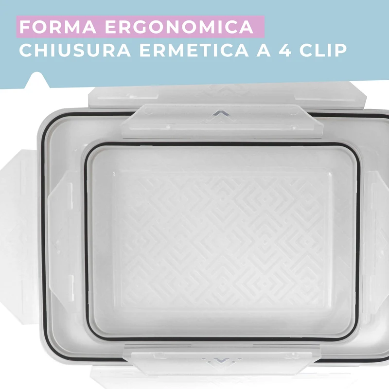 Contenitore ermetico, rettangolare, 2000 ml, 18x13,5x8 cm