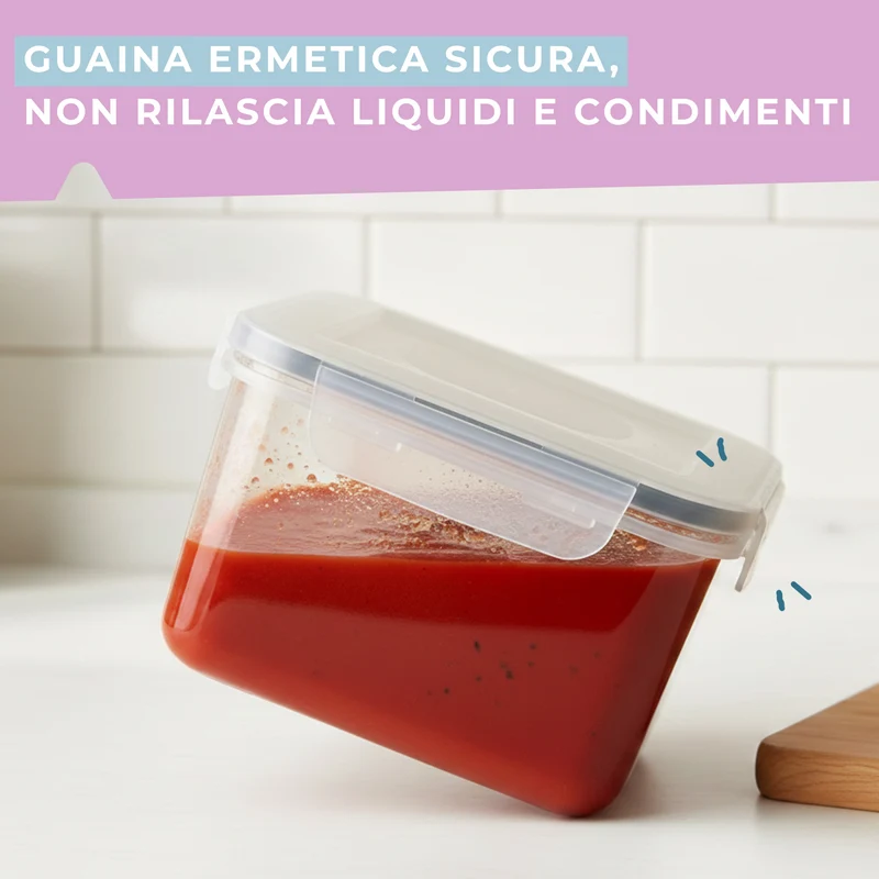 Contenitore ermetico, rettangolare, 2000 ml, 18x13,5x8 cm