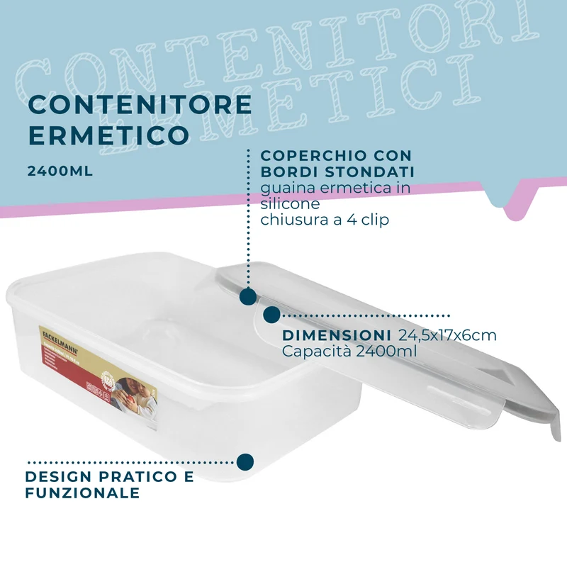 Contenitore ermetico, rettangolare, 2400 ml, 24,5x17x6 cm