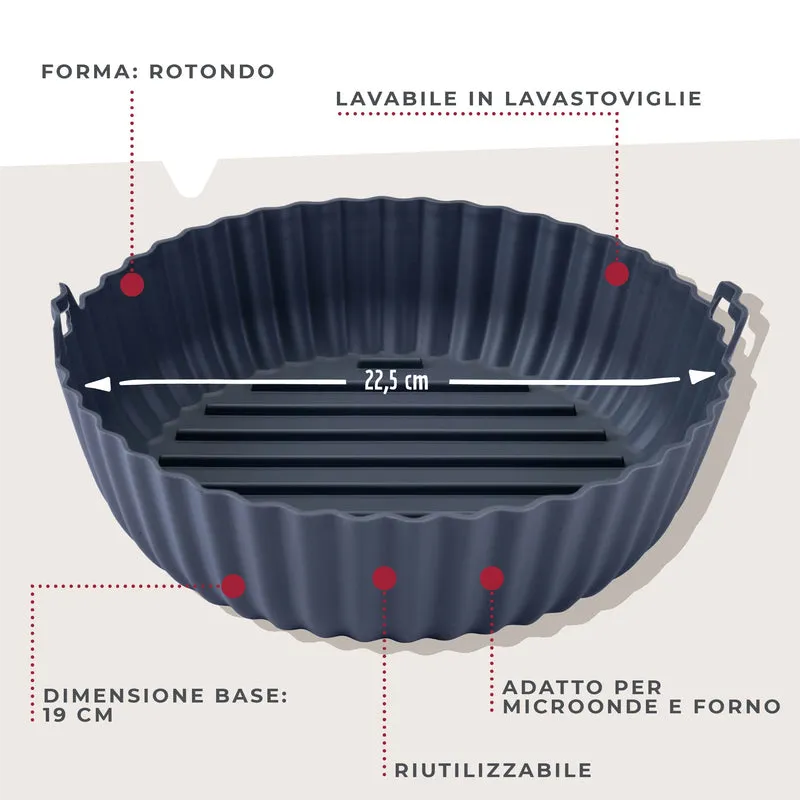 Stampo per Friggitrice ad Aria Rotondo in Silicone 19 cm, fondo rialzato, Fackelmann