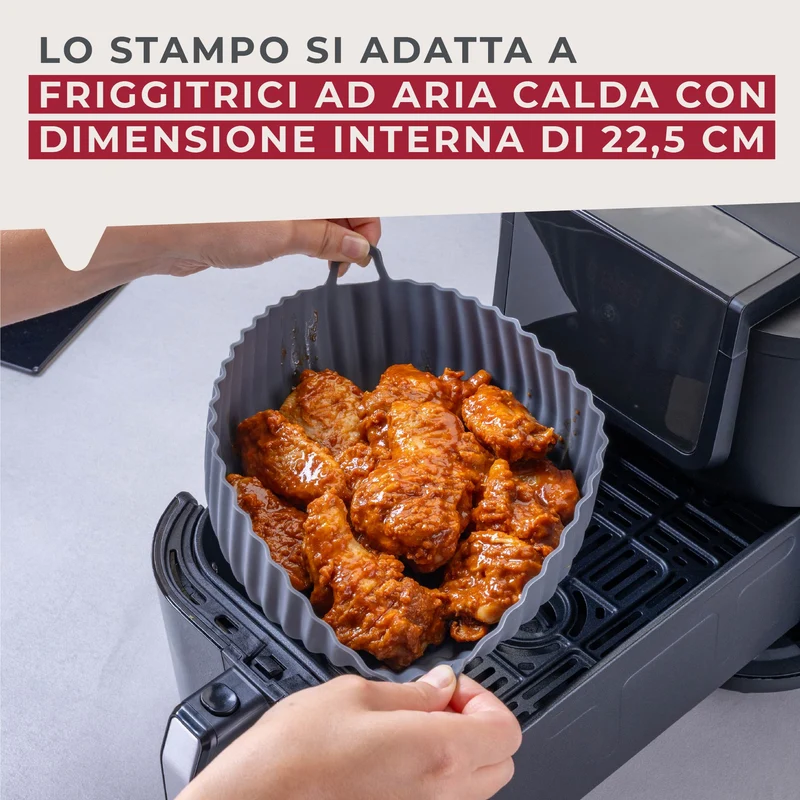 Stampo per Friggitrice ad Aria Rotondo in Silicone 19 cm, fondo rialzato, Fackelmann