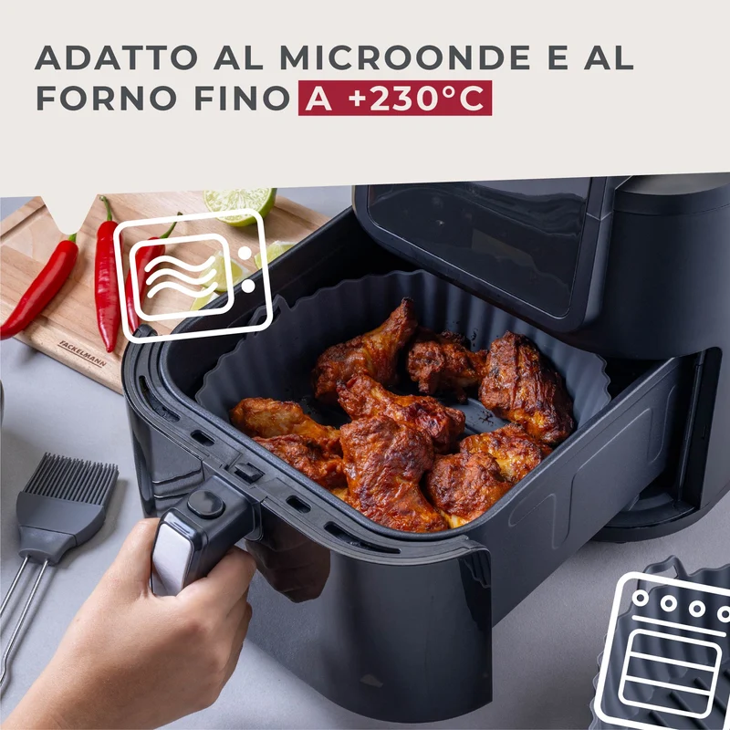 Stampo per Friggitrice ad Aria Rotondo in Silicone 19 cm, fondo rialzato, Fackelmann