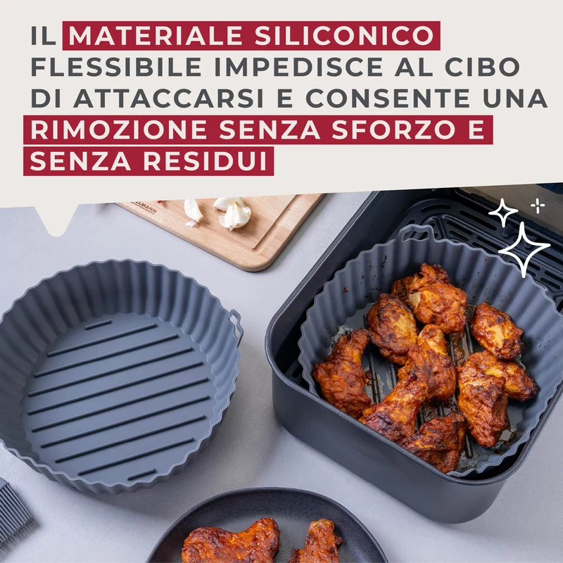 Stampo per Friggitrice ad Aria Rotondo in Silicone 19 cm, fondo rialzato, Fackelmann