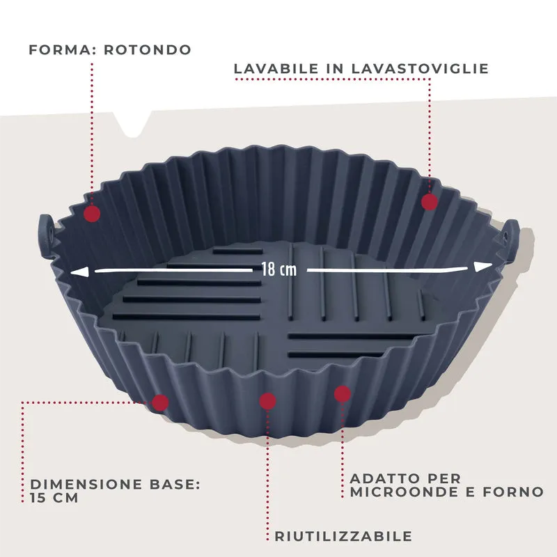 Stampo per Friggitrice ad Aria Rotondo in Silicone 15 cm, fondo rialzato, Fackelmann