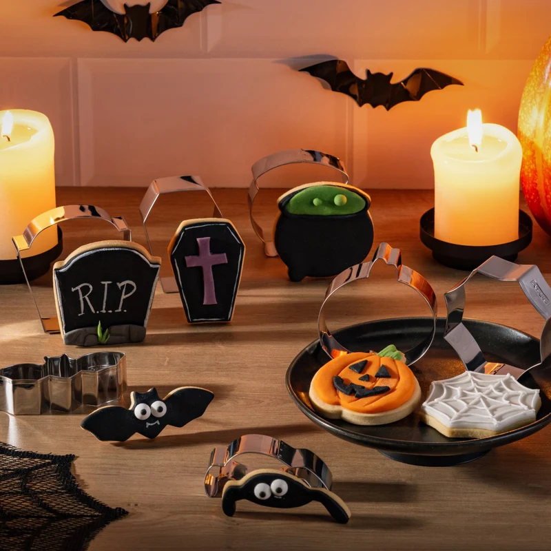 Set 7 Tagliabiscotti Halloween in acciaio inox, lavabili in lavastoviglie, Zenker