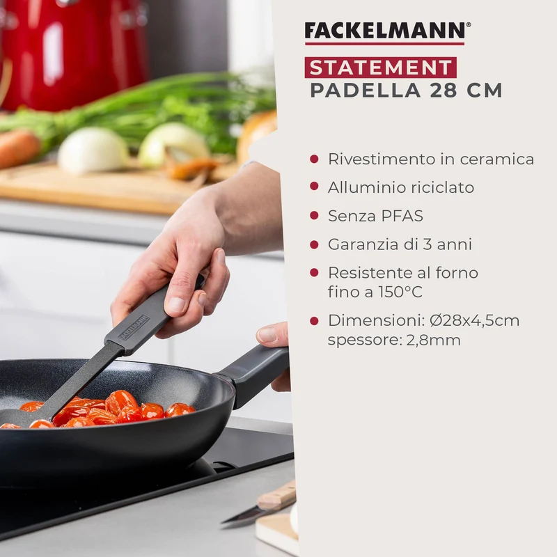 Padella Linea Statement Ø 28 cm – struttura a nido d'ape, alluminio riciclato, rivestimento antiaderente in ceramica, senza PFAS - Adatta all'induzione