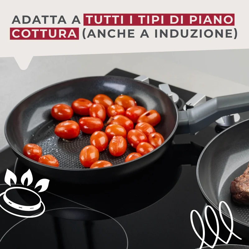 Padella Linea Statement Ø 28 cm – struttura a nido d'ape, alluminio riciclato, rivestimento antiaderente in ceramica, senza PFAS - Adatta all'induzione
