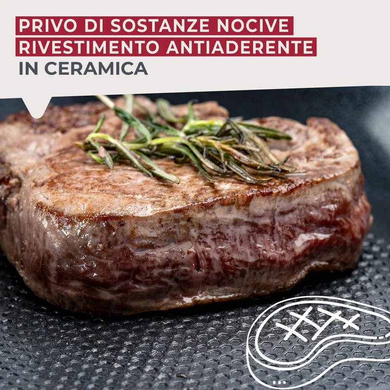Padella Linea Statement Ø 24 cm – struttura a nido d'ape, alluminio riciclato, rivestimento antiaderente in ceramica, senza PFAS - Adatta all'induzione