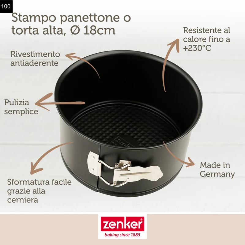 Stampo alto per panettone e torte fetta alta Ø18cm, Linea Black Metallic