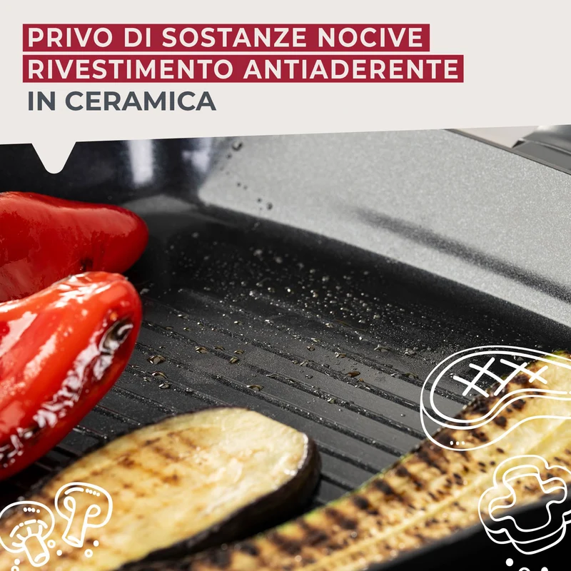 Bistecchiera da 28 cm, in alluminio riciclato antiaderente, Linea Statement