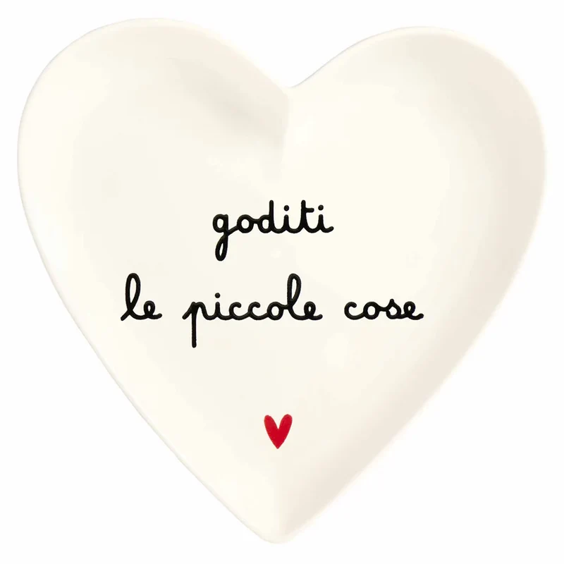 SET 2 Piatti cuore Goditi le piccole cose - 18 cm Porcellana